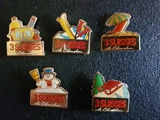 Lot 5 Pins Enseigne 3 Suisses signés (c) collection 3 suisses 1992 - Lisfranc