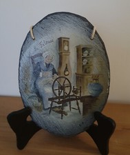 Plaque ardoise avec décor « la fileuse » H 21 x L 15 cm