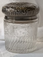 Poudrier / pot à fard, cristal taillé et argent ciselé - ? St-Louis ? Sèvres XIX