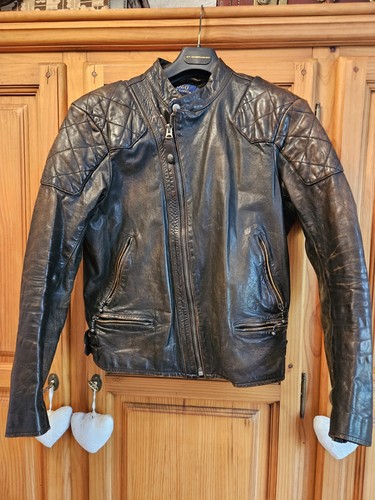 Blouson moto cuir - noir, t