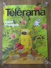 AFFICHE MORT DE FRANQUIN par TARDI 1997 TELERAMA 60X80 MARSUPILAMI SPIROU