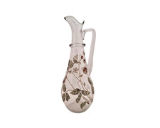 Carafe cruche broc en verre soufflé émaillé décor fraises Legras & Cie vers 1900