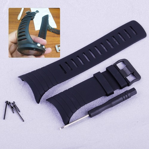 Black rubber watch strap - black, band