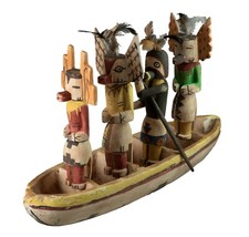 Canoë avec 4 Poupées style Hopi Kachina amérindienne 57 cm #of12