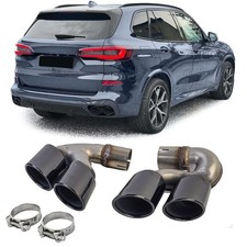 Inox Embout D'Échappement Double Tuyau Noir Compatible pour BMW X5 G05 X6 G06