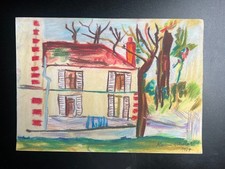 Tableau papier technique mixte Maurice Utrillo (fait main) signé et estampillé