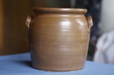 Pot à graisse ou rillettes ancien grand en grès terre cuite émaillée saloir