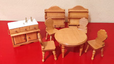 8 pièces miniatures maison de poupée Bodo Hennig table chaises étagères évier