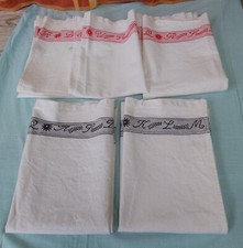 Lot de 5 torchons anciens LINVOSGES Gerardmer lin / coton liteaux alphabets