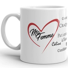 Mug Amour ma femme je t'aime avec compliments coeur Tasse céramique Haute Qua...