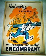 AFFICHE SECURITE  SNCF   ATTENTION OBJET ENCOMBRANT