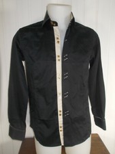Chemise noir revers blanc revers blanc FRANCK MICHEL S/38  entretien facile