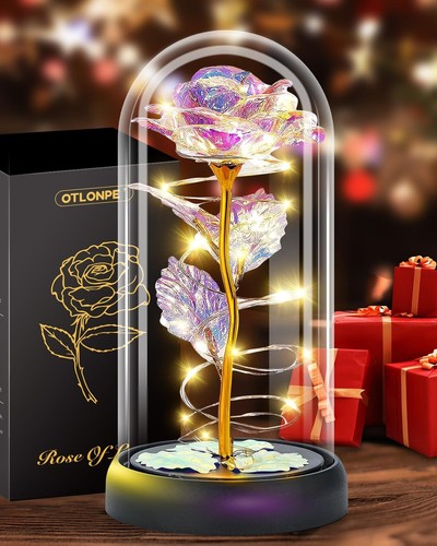 Preserved glass rose - preserved,