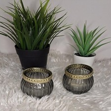 Lot de 2 Photophore verre noir