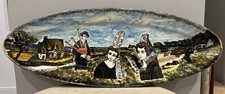 Grand Plat ovale Quimper  Signé Youen Décor Bretagne Biniou Bigoudène A Suspendr