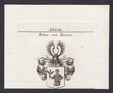 1820 Breyer Breier Blason Noblesse Coat D'Armes Heraldique Gravure Antique