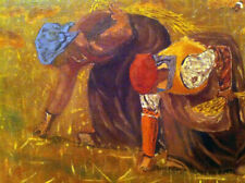 JOLIE HUILE SUR PANNEAU " LES