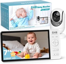 Babyphone 7" 350°, Rotation, Ecran 1080P IPS,5000mAh, Zoom 4X,8 Berceuses,ABM780