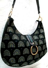 BRACCIALINI grand Sac à main bandoulière  toile et cuir   Authentique  vintage 