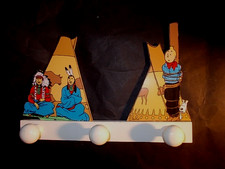 HERGE TINTIN très joli porte-manteaux bois VILAC manufacturé Tintin Amérique !