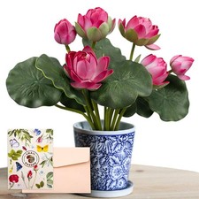 Fleur de Lotus Artificielle 2 Nénuphars Aquatiques en Mousse Plante d'eau Viv...