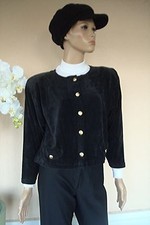 VESTE GILET BOLÉRO COUTURE VELOURS NOIRE TRES DOUX BOUTONS DORES  NEUF T M 40/42