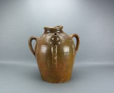 Belle cruche à huile de noix en terre vernissé, XIX ème, sud ouest FRANCE.