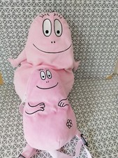 Doudou peluche range pyjama 35 cm et un sac à dos 25 cm  Barbapapa rose