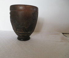 -VASE PATE DE VERRE signé sous Pied G de FEURE  DANSEUSES MUSICIENNES ANTIQUES