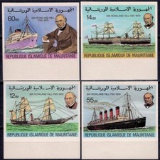 Mauritanie 1979 Sir Rowland Hill Navires Voile Navigation 4v set Imperf MNH 2