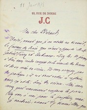 ✒ L.A.S Jules CLARETIE écrivain Comédie Française à Louis PERICAUD belle lettre