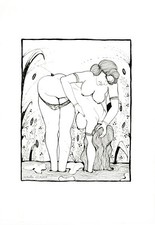 ❤️ 2012 oeuvre originale art curiosa erotica lulu amere encre de Chine unique