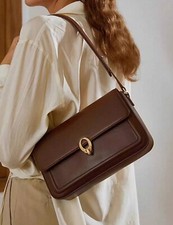 Sac Baguette A Rabat A Bandoulière Marron Femme En Simili Cuir Rétro Vintage