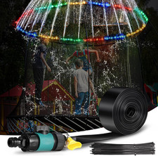 Trampoline Sprinkler with 39. 4Ft LED Lights 39 Ft Long Outdoor Trampoline Wate