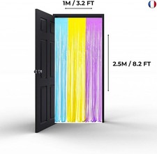 2 Pièces 1x2,5 m Rideau Métallique de Frange Arc-en-Ciel, Décoration en Feuille 