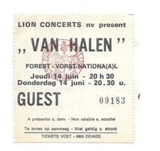 RARE / TICKET BILLET DE CONCERT - VAN HALEN : LIVE A BRUXELLES ( BELGIQUE ) 1984