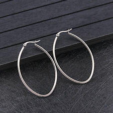1 P. CREOLES OVALES ARGENTE 30mm BOUCLES D'OREILLES ACIER INOX HYPOALLERGENIQUE