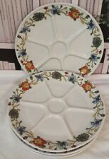 4 Assiettes à Compartiments Porcelaine De Paris Décor Fleurs Persanes