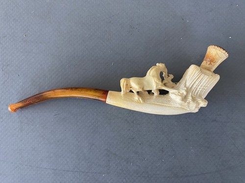 Ancienne pipe sculpté - sculpté, avec