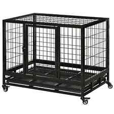 PawHut Cage Idéale Pour Chiens Et Chiots Avec Roulettes Taille 92×62×75 Cm