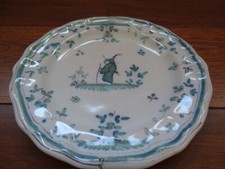 MOUSTIERS BELLE ANCIENNE ASSIETTE PLATE EN FAIENCE DECOR AU CHINOIS 19 EME