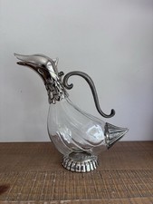Carafe/Pichet Canard en Métal Argenté & Verre SILEA - Vintage - Années 50/60