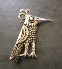 Broche oiseau huppé Argent