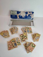 Jeu de dominos en bois vintage pour enfants - Animaux