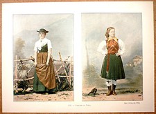 COSTUMES DU TYROL Tirol Autriche Österreich - Photochromie fin 19ème Gravure