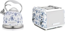 Laura Ashley Frühstücks-Set – Retro-Flötenkessel 2,5 l & 4-Schlitz-Toaster – Chi