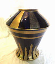 GUSTAVE ASCH SAINTE RADEGONDE GRD VASE BLEU DE TOURS REHAUSSE OR ET ARGENT.