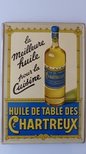 Plaque Tôle émaillée Pub huile Chartreux 38x26 - excellent état