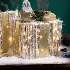 Vitrines Festives Boîtes Lumineuses Noël Lot de 3 Pièces Placement Créatif