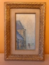 André Hambourg Huile sur toile Le maudit bout à Honfleur peinture tableau 1958